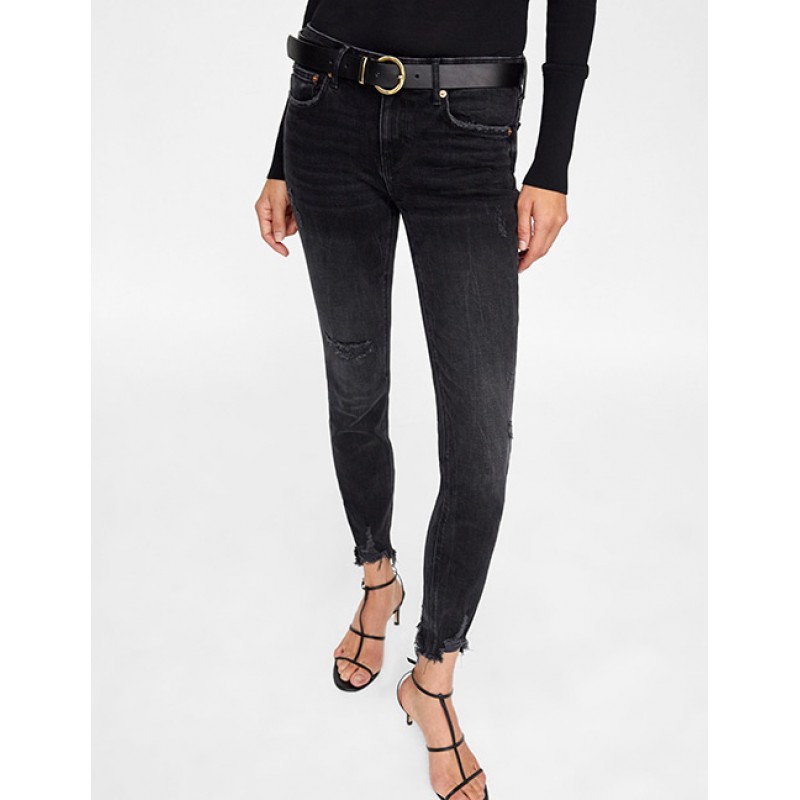 Fashion Black Pure Color Decorated JeansNo.:E85047...
