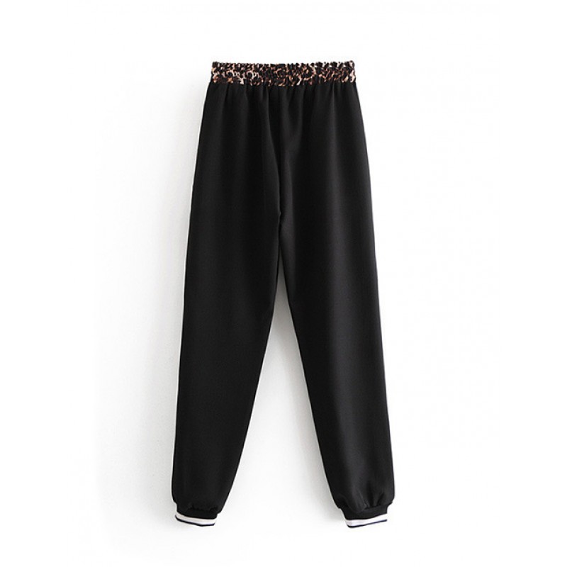 Fashion Black Pure Color Decorated Long PantsNo.:E...